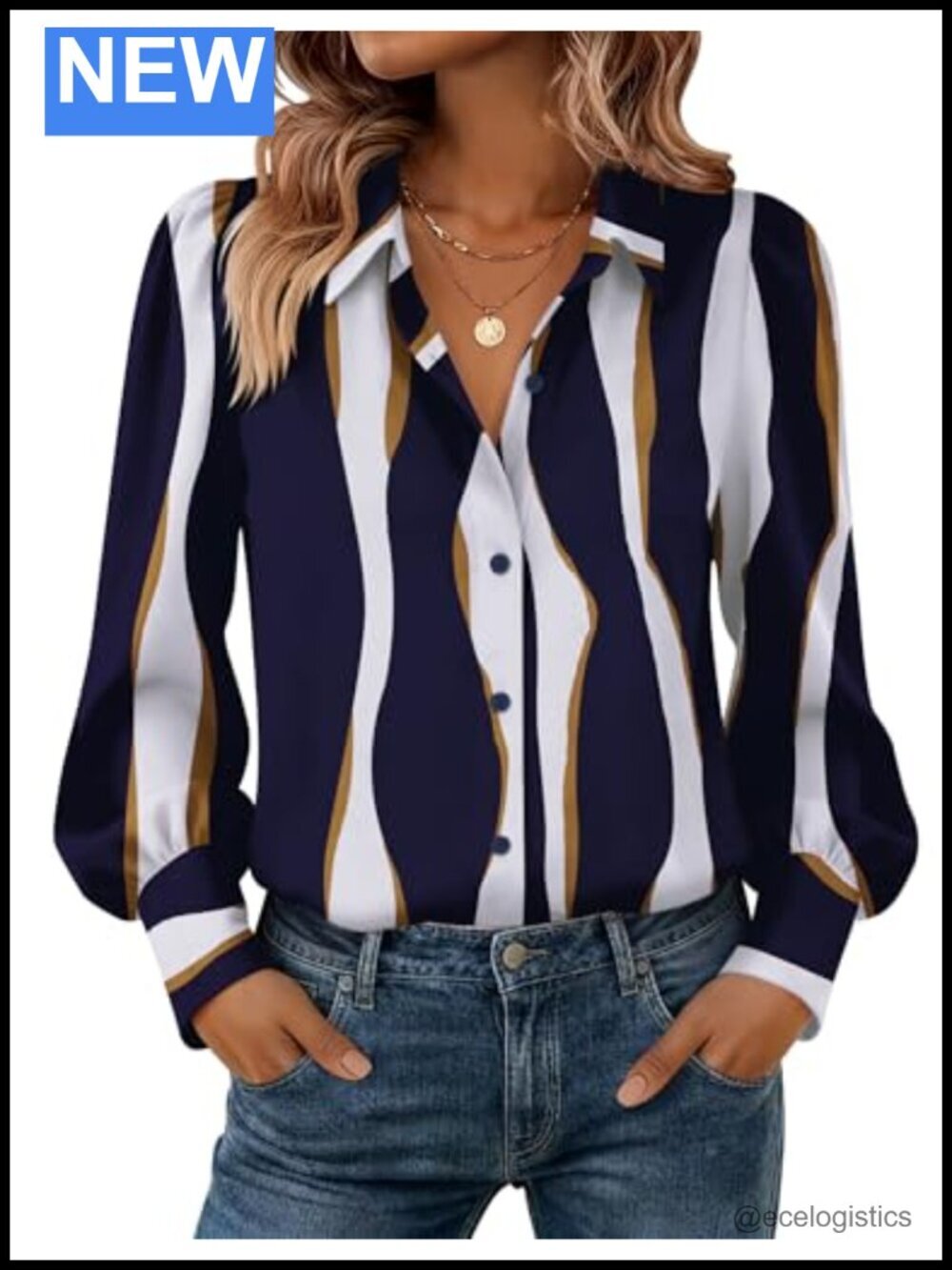 Women's Long Sleeve Button Down Blouse Chiffon Lantern Sleeve Work Top